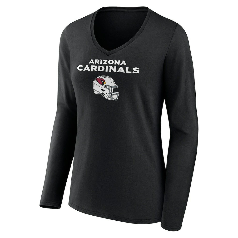 Women's Personalized Name & Number Team Wordmark Long Sleeve V-Neck T-Shirt - Arizona Cardinals