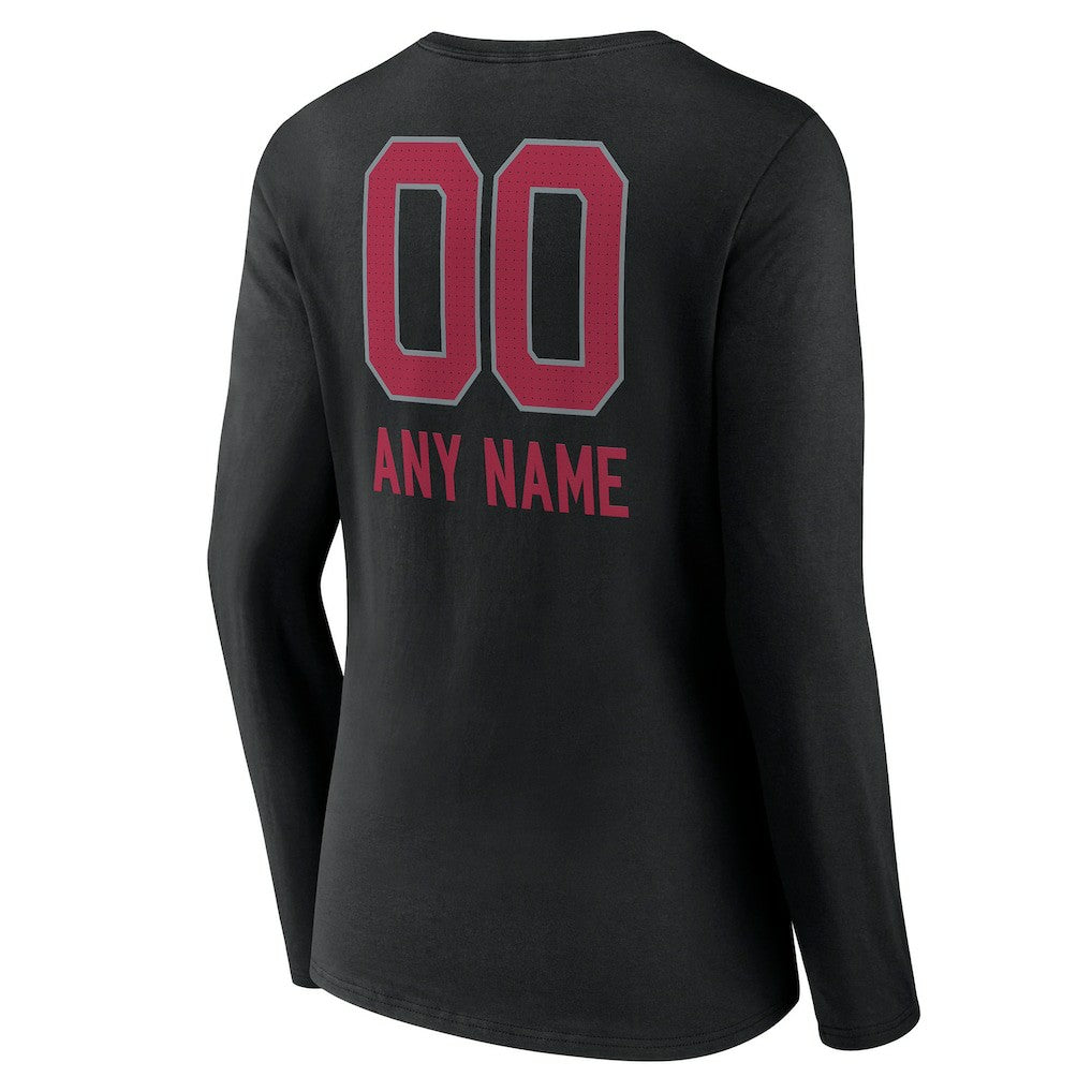 Women's Personalized Name & Number Team Wordmark Long Sleeve V-Neck T-Shirt - Arizona Cardinals