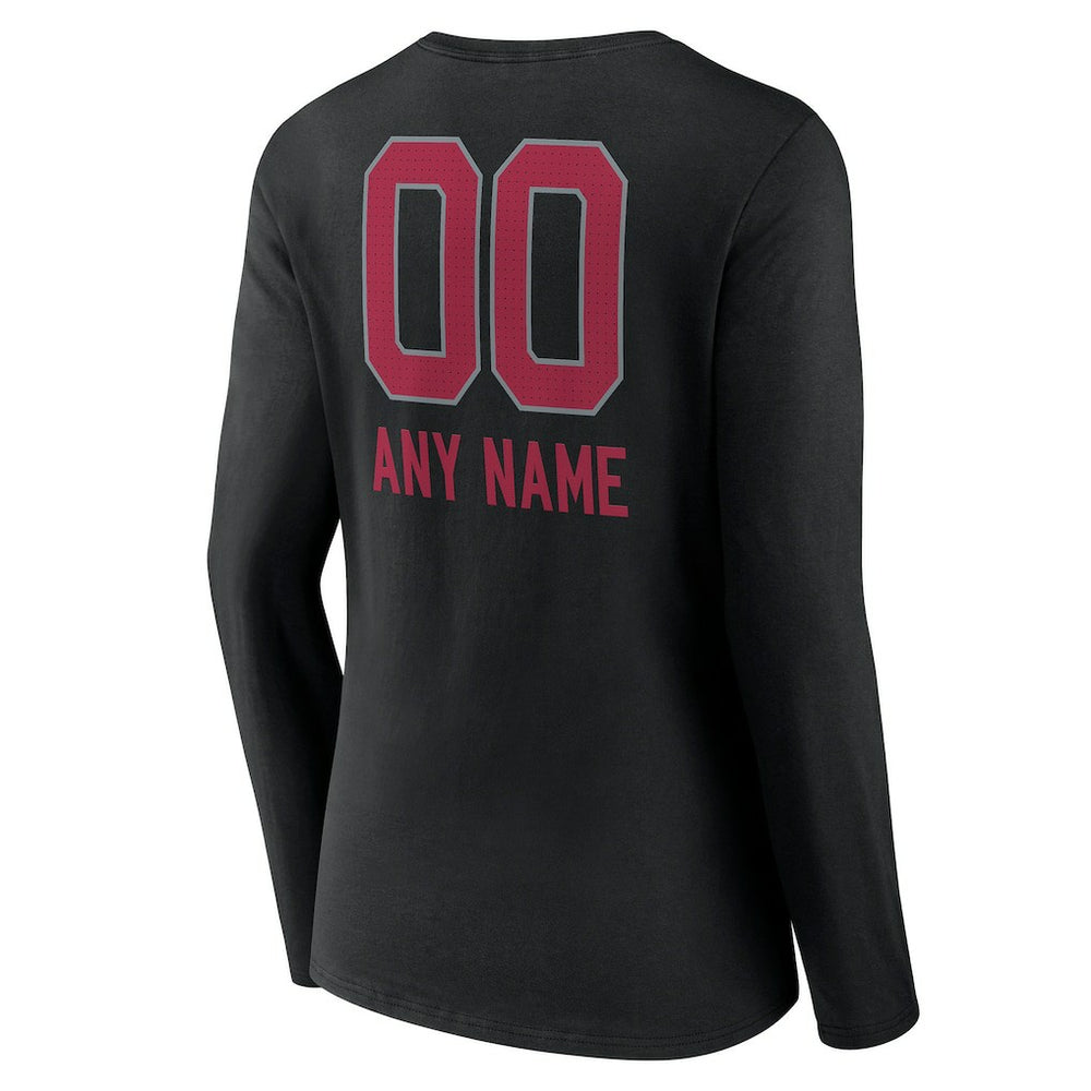 Women's Personalized Name & Number Team Wordmark Long Sleeve V-Neck T-Shirt - Arizona Cardinals
