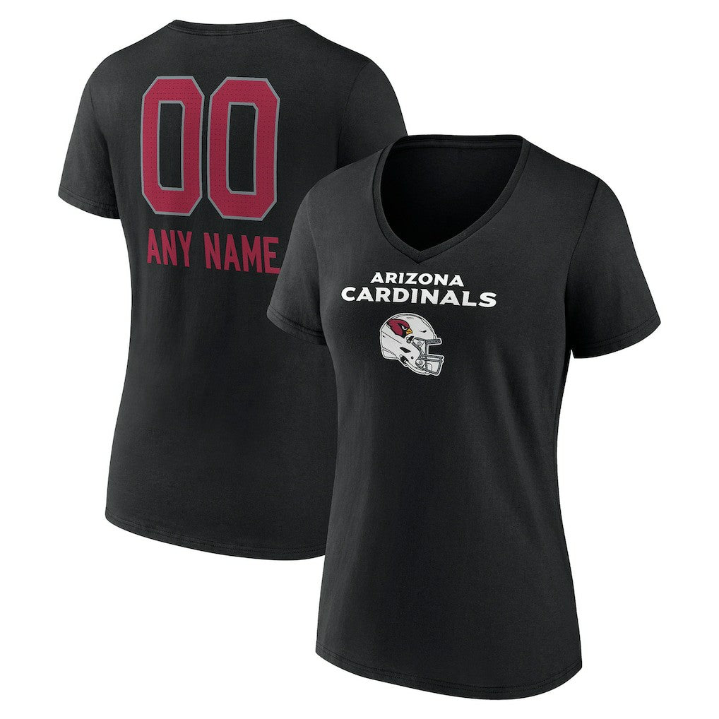 Women's Personalized Name & Number Team Wordmark V-Neck T-Shirt - Arizona Cardinals
