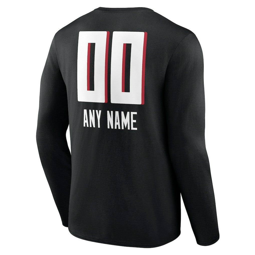 Personalized Name & Number Team Wordmark Long Sleeve T-Shirt - Atlanta Falcons