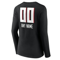 Women's Personalized Name & Number Team Wordmark Long Sleeve V-Neck T-Shirt - Atlanta Falcons