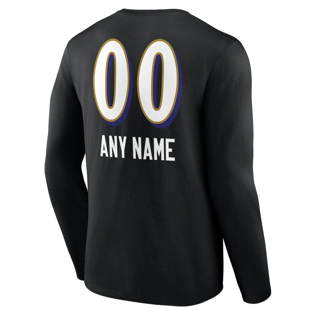 Personalized Name & Number Team Wordmark Long Sleeve T-Shirt - Baltimore Ravens