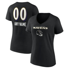 Women's Personalized Name & Number Team Wordmark V-Neck T-Shirt - Baltimore Ravens