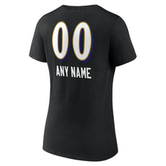 Women's Personalized Name & Number Team Wordmark V-Neck T-Shirt - Baltimore Ravens
