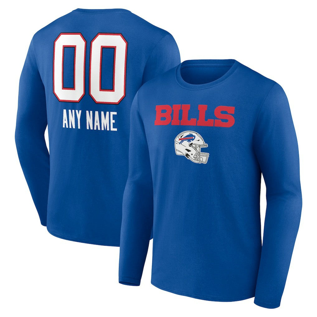 Personalized Name & Number Team Wordmark Long Sleeve T-Shirt - Buffalo Bills