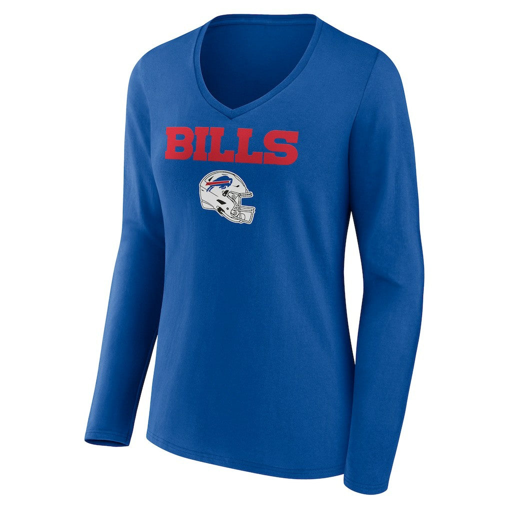 Women's Personalized Name & Number Team Wordmark Long Sleeve V-Neck T-Shirt - Buffalo Bills