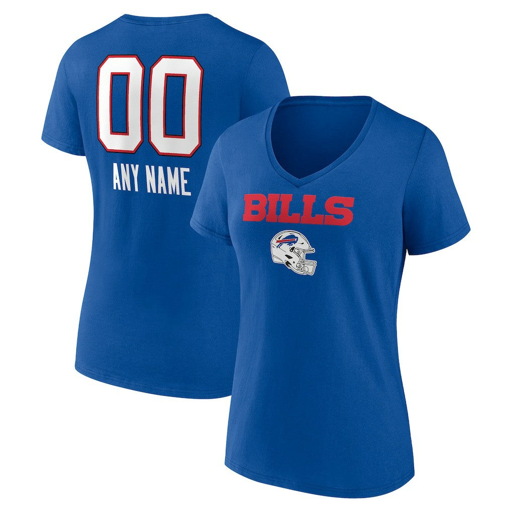 Women's Personalized Name & Number Team Wordmark V-Neck T-Shirt - Buffalo Bills