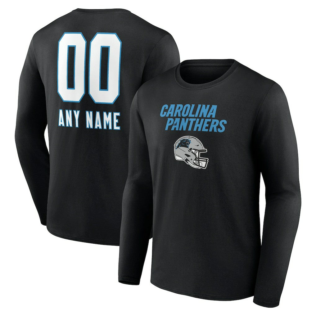 Personalized Name & Number Team Wordmark Long Sleeve T-Shirt - Carolina Panthers