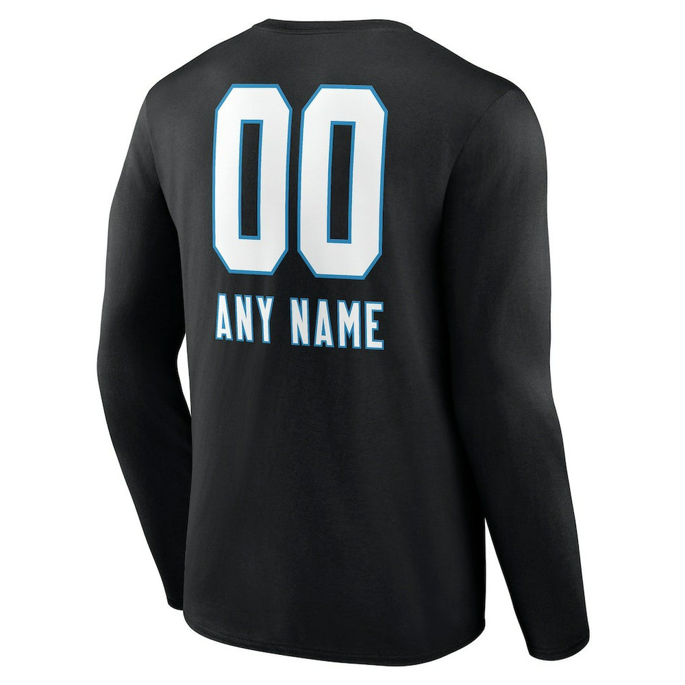 Personalized Name & Number Team Wordmark Long Sleeve T-Shirt - Carolina Panthers