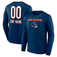 Personalized Name & Number Team Wordmark Long Sleeve T-Shirt - Chicago Bears