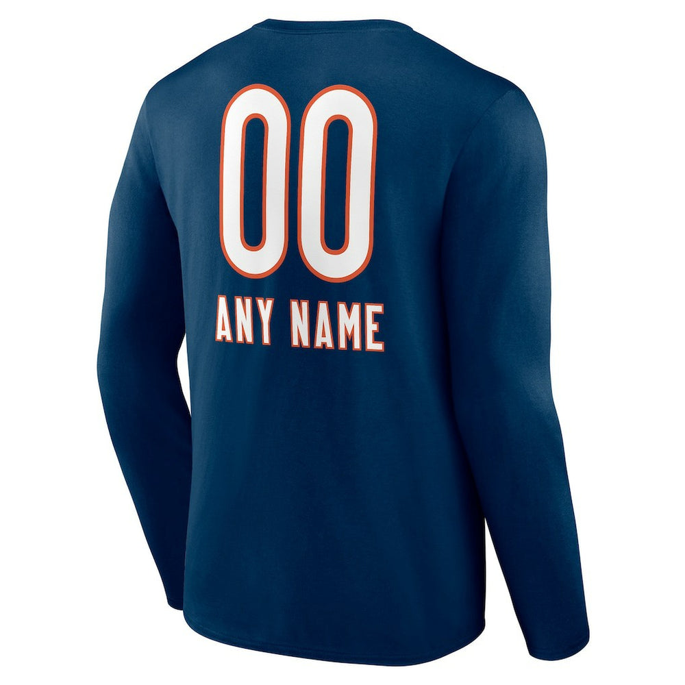 Personalized Name & Number Team Wordmark Long Sleeve T-Shirt - Chicago Bears