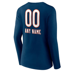 Women's Personalized Name & Number Team Wordmark Long Sleeve V-Neck T-Shirt - Chicago Bears