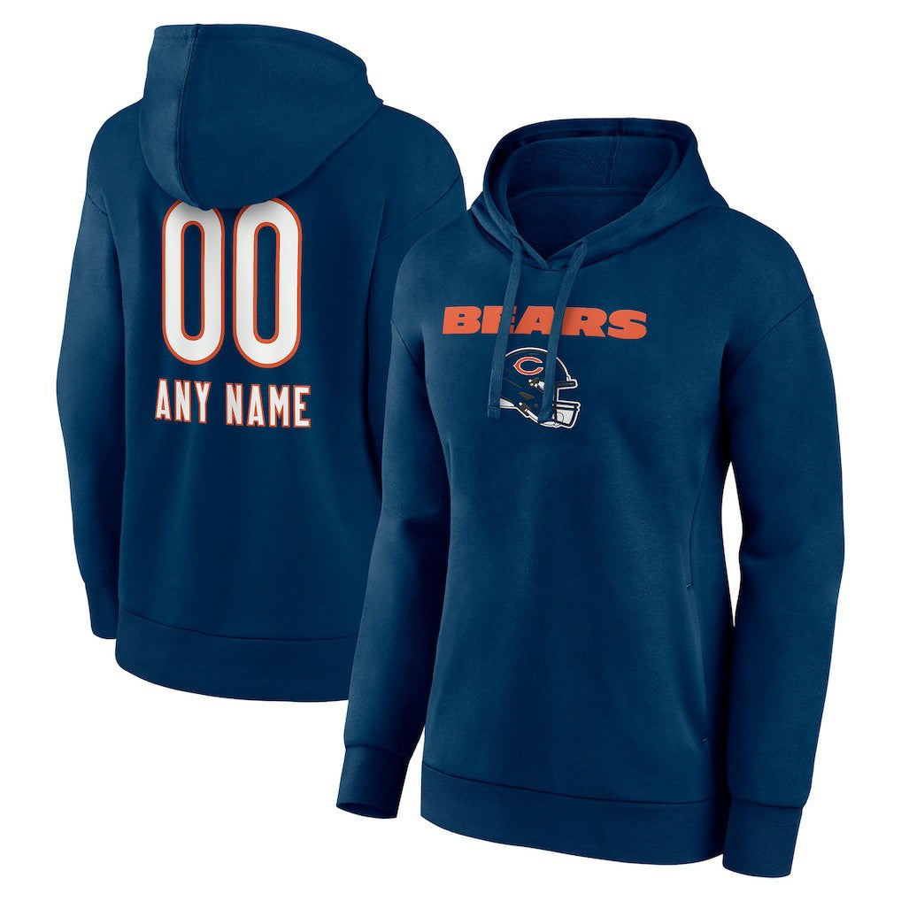 Women's Personalized Name & Number Team Wordmark Pullover Hoodie - Chicago Bears