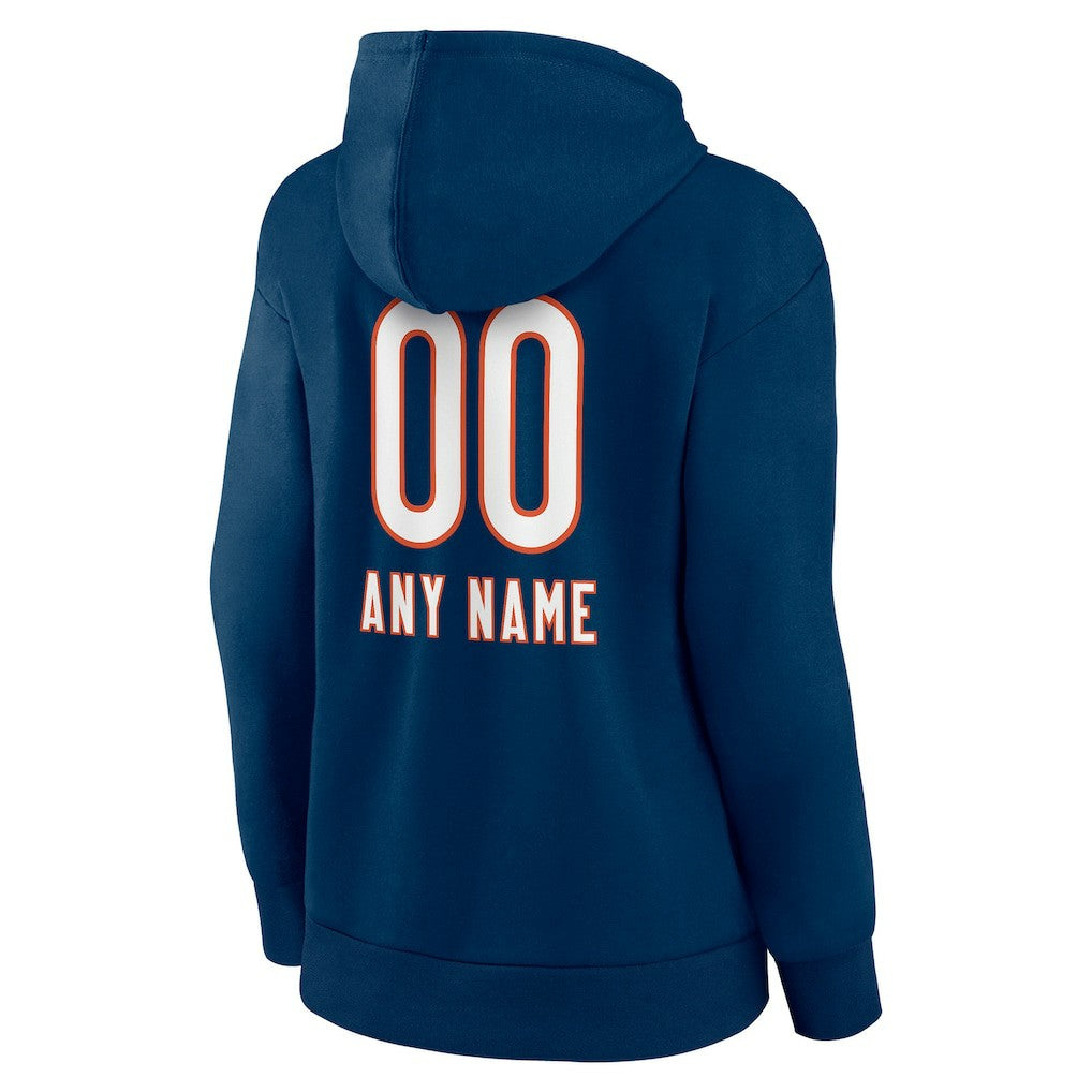 Women's Personalized Name & Number Team Wordmark Pullover Hoodie - Chicago Bears
