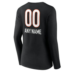 Women's Personalized Name & Number Team Wordmark Long Sleeve V-Neck T-Shirt - Cincinnati Bengals