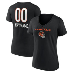Women's Personalized Name & Number Team Wordmark V-Neck T-Shirt - Cincinnati Bengals