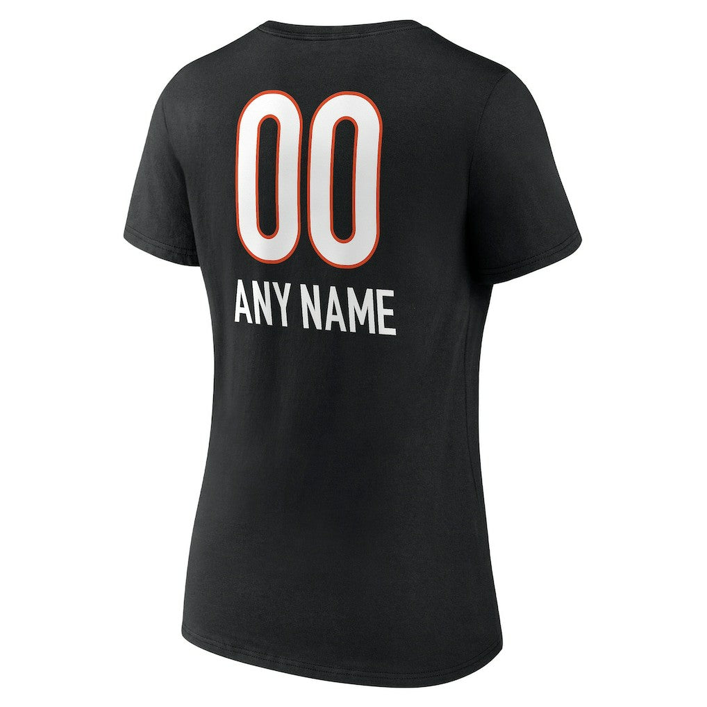 Women's Personalized Name & Number Team Wordmark V-Neck T-Shirt - Cincinnati Bengals