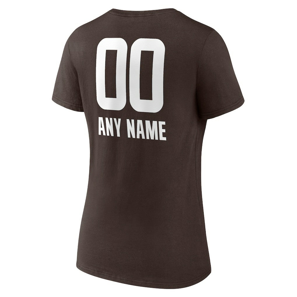 Women's Personalized Name & Number Team Wordmark V-Neck T-Shirt - Cleveland Browns
