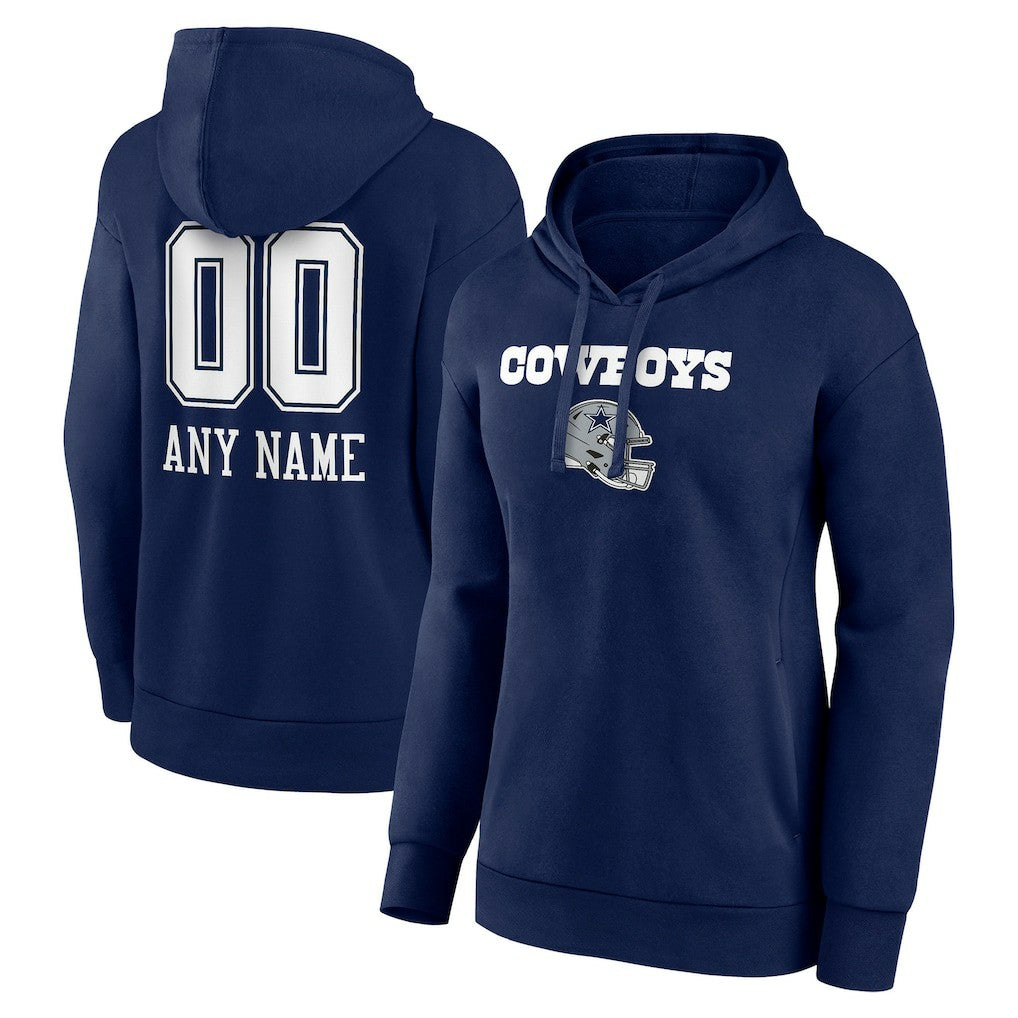 Women's Personalized Name & Number Team Wordmark Pullover Hoodie - Dallas Cowboys