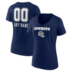 Women's Personalized Name & Number Team Wordmark V-Neck T-Shirt - Dallas Cowboys