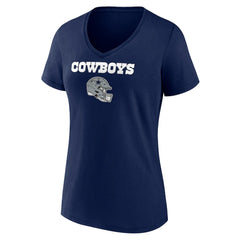 Women's Personalized Name & Number Team Wordmark V-Neck T-Shirt - Dallas Cowboys