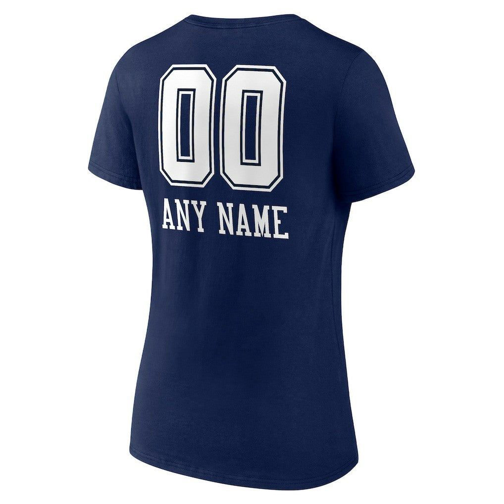 Women's Personalized Name & Number Team Wordmark V-Neck T-Shirt - Dallas Cowboys