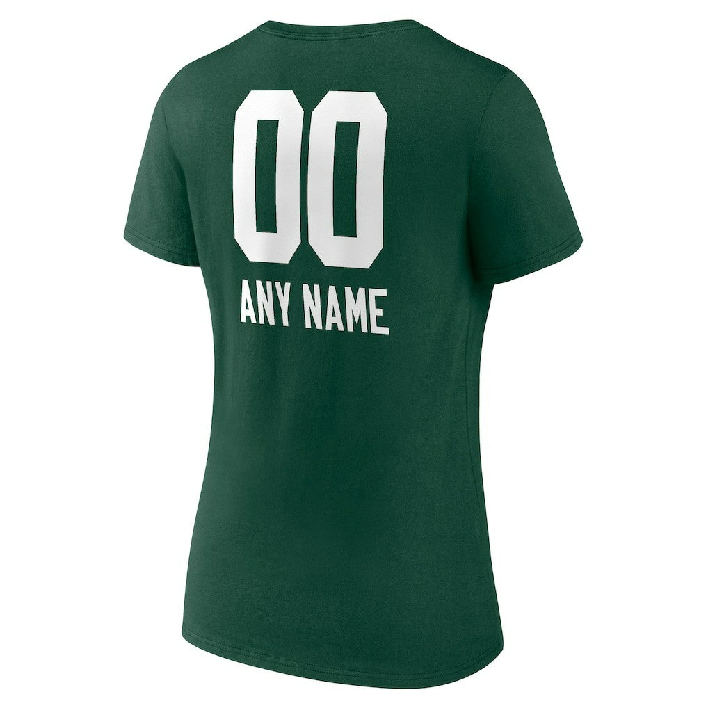 Women's Personalized Name & Number Team Wordmark V-Neck T-Shirt - Green Bay Packers