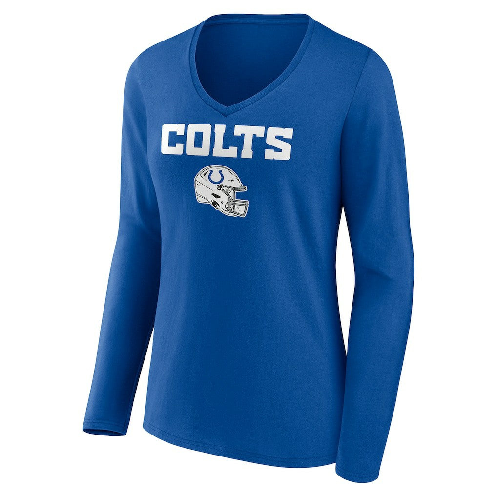 Women's Personalized Name & Number Team Wordmark Long Sleeve V-Neck T-Shirt - Indianapolis Colts