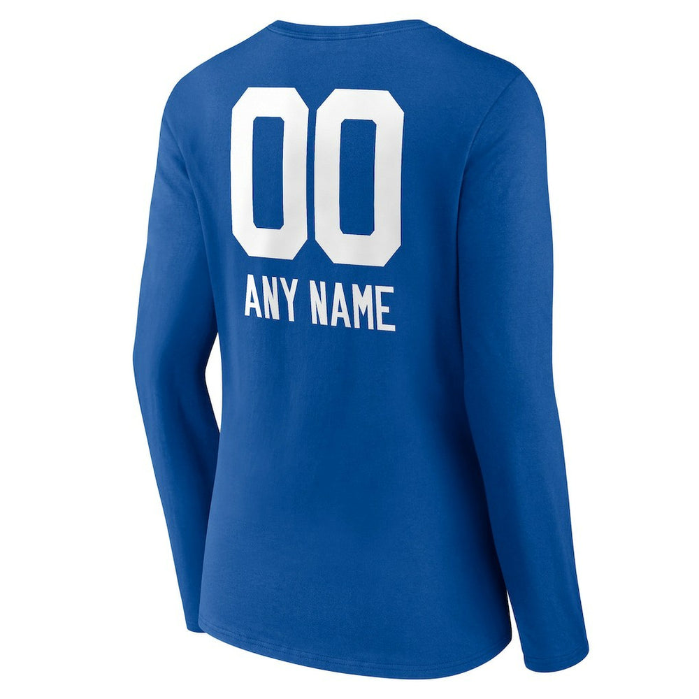 Women's Personalized Name & Number Team Wordmark Long Sleeve V-Neck T-Shirt - Indianapolis Colts