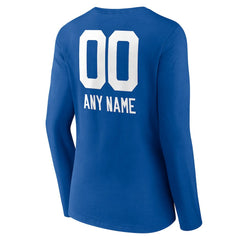 Women's Personalized Name & Number Team Wordmark Long Sleeve V-Neck T-Shirt - Indianapolis Colts