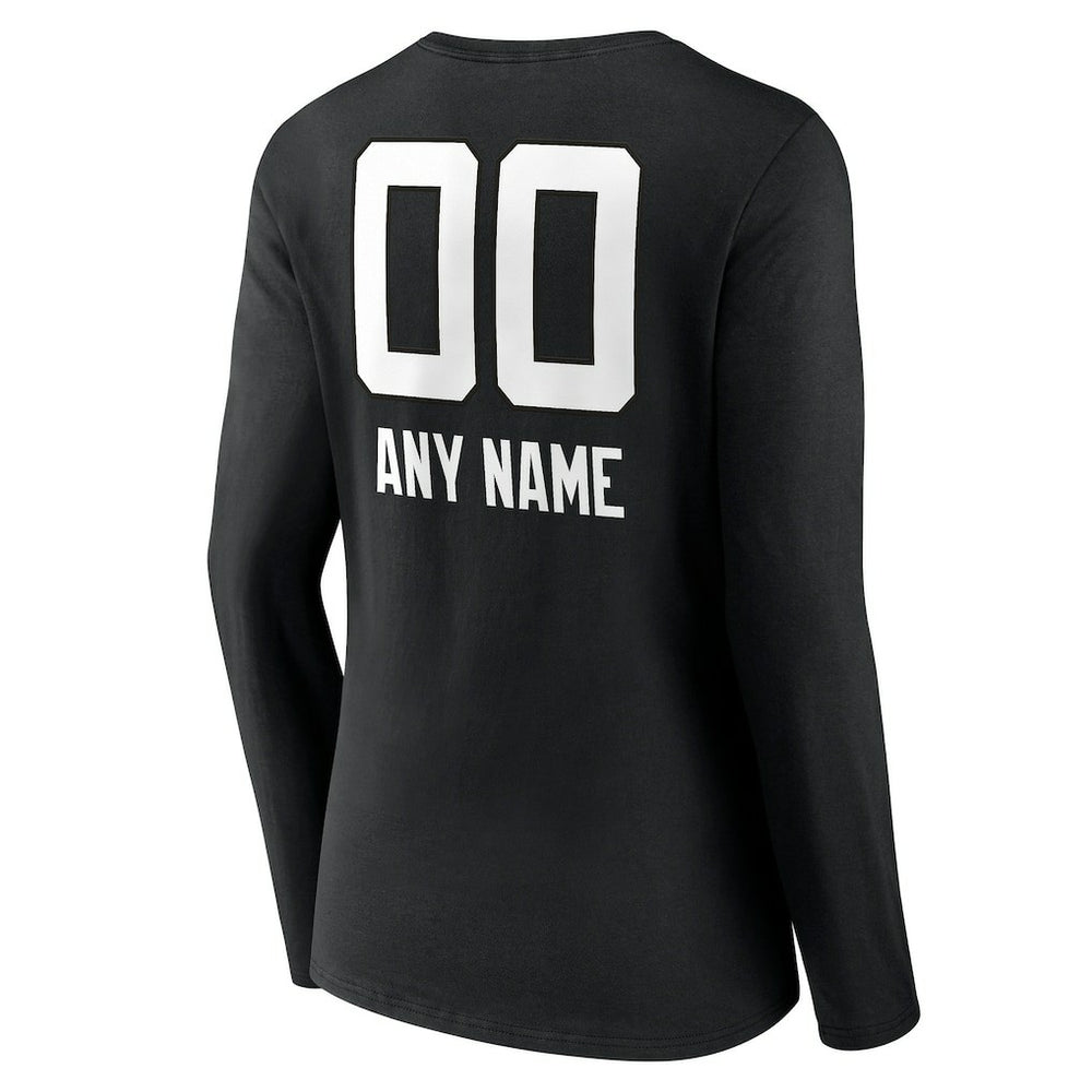 Women's Personalized Name & Number Team Wordmark Long Sleeve V-Neck T-Shirt - Jacksonville Jaguars