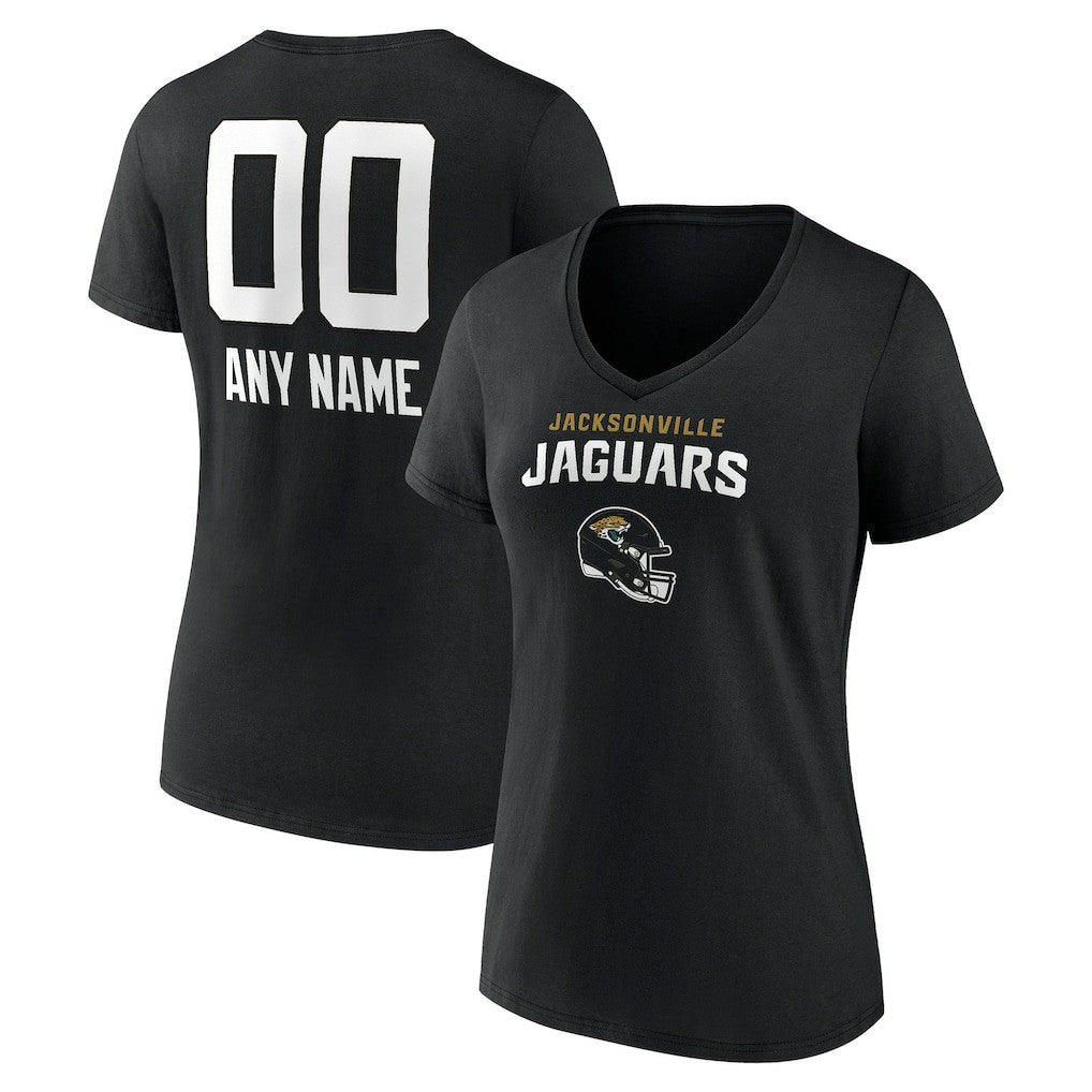 Women's Personalized Name & Number Team Wordmark V-Neck T-Shirt - Jacksonville Jaguars