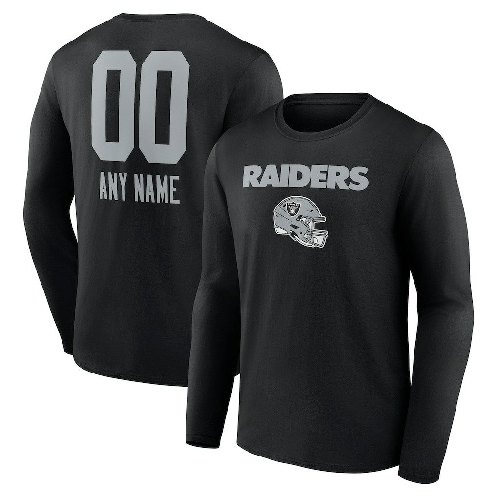 Personalized Name & Number Team Wordmark Long Sleeve T-Shirt - Las Vegas Raiders