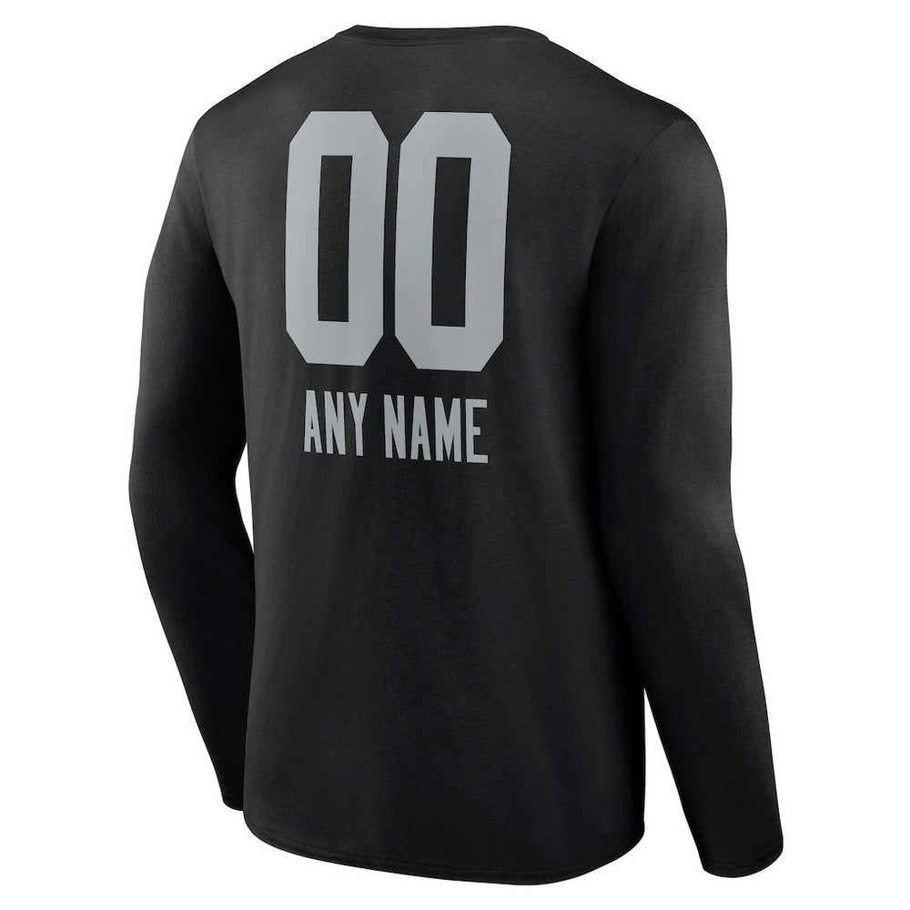 Personalized Name & Number Team Wordmark Long Sleeve T-Shirt - Las Vegas Raiders