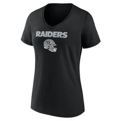 Women's Personalized Name & Number Team Wordmark V-Neck T-Shirt - Las Vegas Raiders
