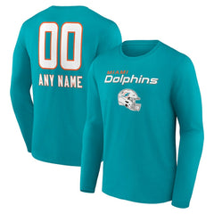 Personalized Name & Number Team Wordmark Long Sleeve T-Shirt - Miami Dolphins