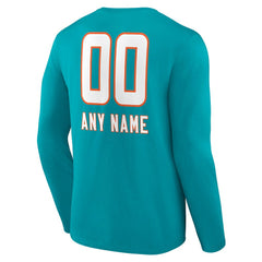 Personalized Name & Number Team Wordmark Long Sleeve T-Shirt - Miami Dolphins