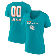 Women's Personalized Name & Number Team Wordmark V-Neck T-Shirt - Miami Dolphins