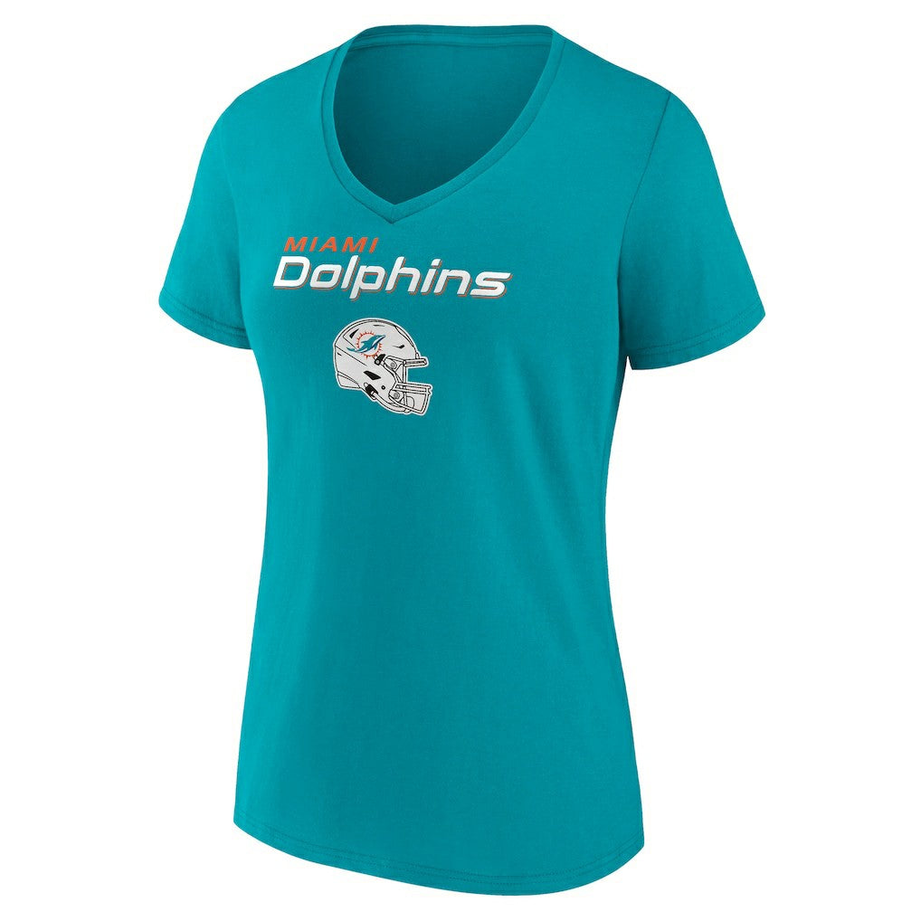 Women's Personalized Name & Number Team Wordmark V-Neck T-Shirt - Miami Dolphins