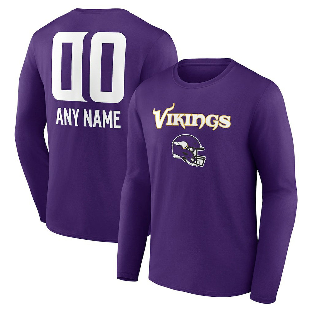 Personalized Name & Number Team Wordmark Long Sleeve T-Shirt - Minnesota Vikings