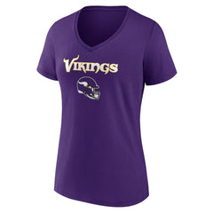 Women's Personalized Name & Number Team Wordmark V-Neck T-Shirt - Minnesota Vikings