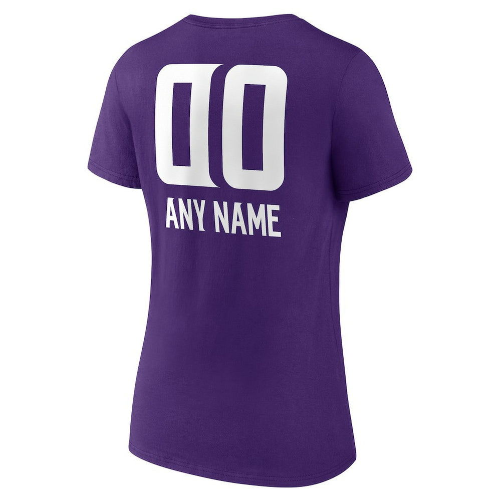 Women's Personalized Name & Number Team Wordmark V-Neck T-Shirt - Minnesota Vikings