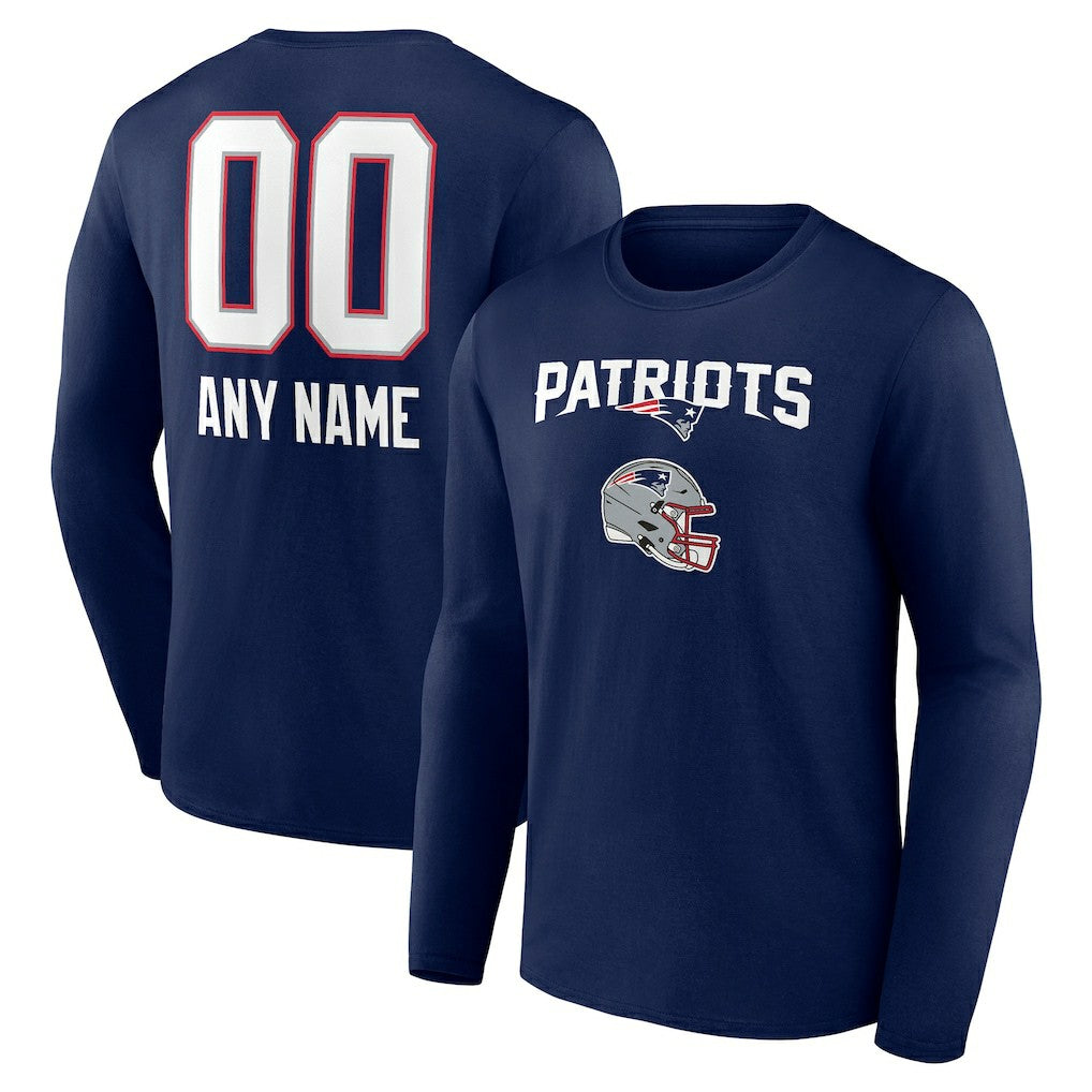 Personalized Name & Number Team Wordmark Long Sleeve T-Shirt - New England Patriots