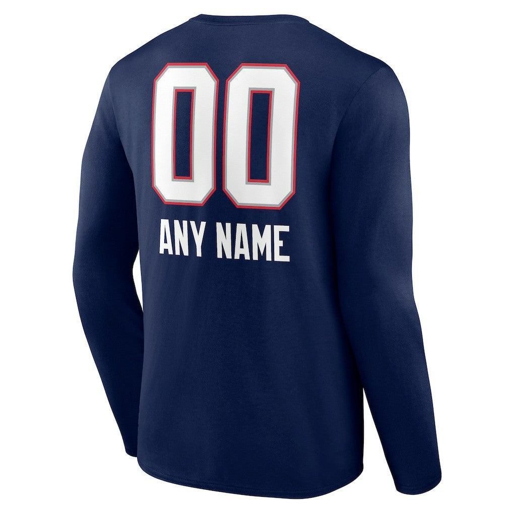 Personalized Name & Number Team Wordmark Long Sleeve T-Shirt - New England Patriots