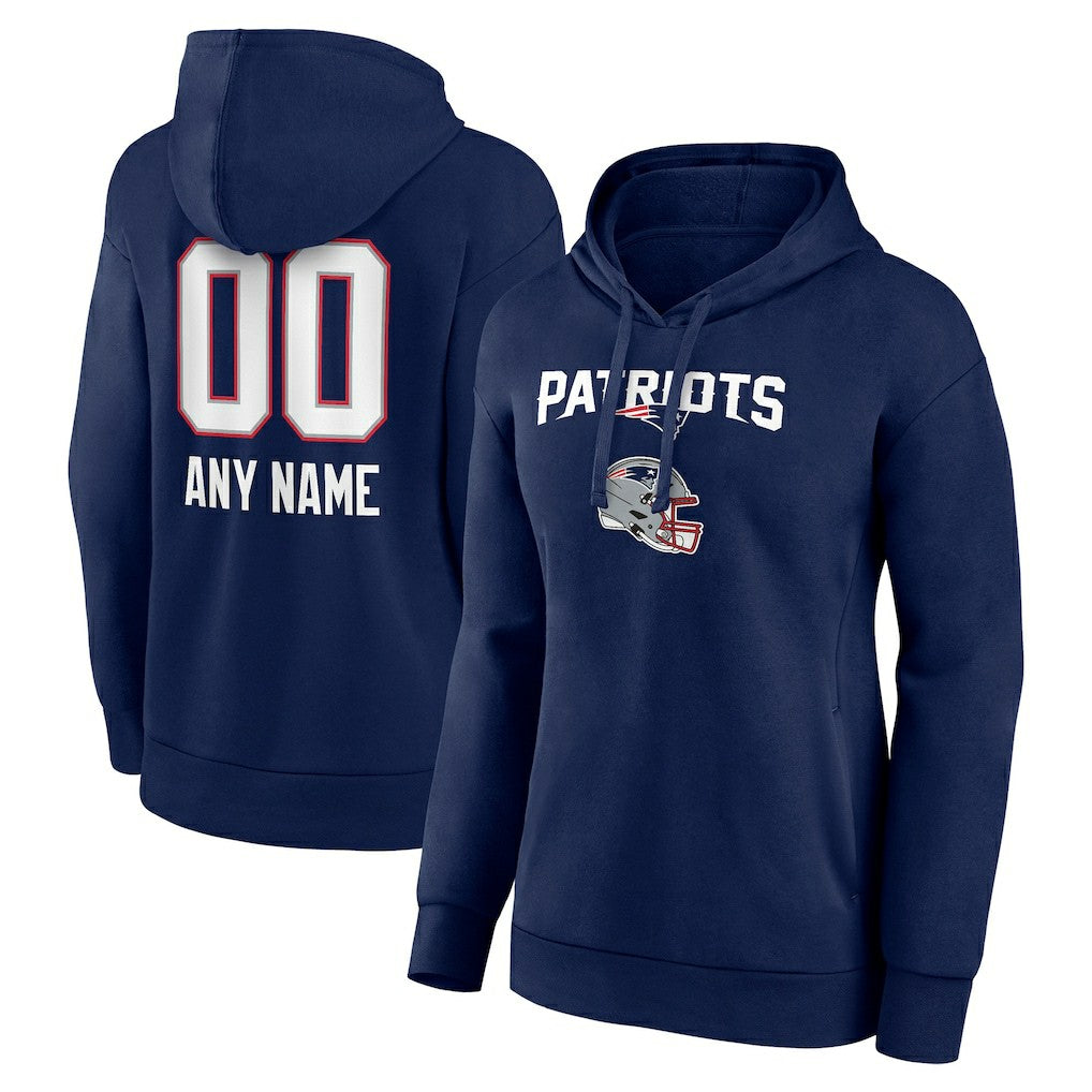 Women's Personalized Name & Number Team Wordmark Pullover Hoodie - New England Patriots