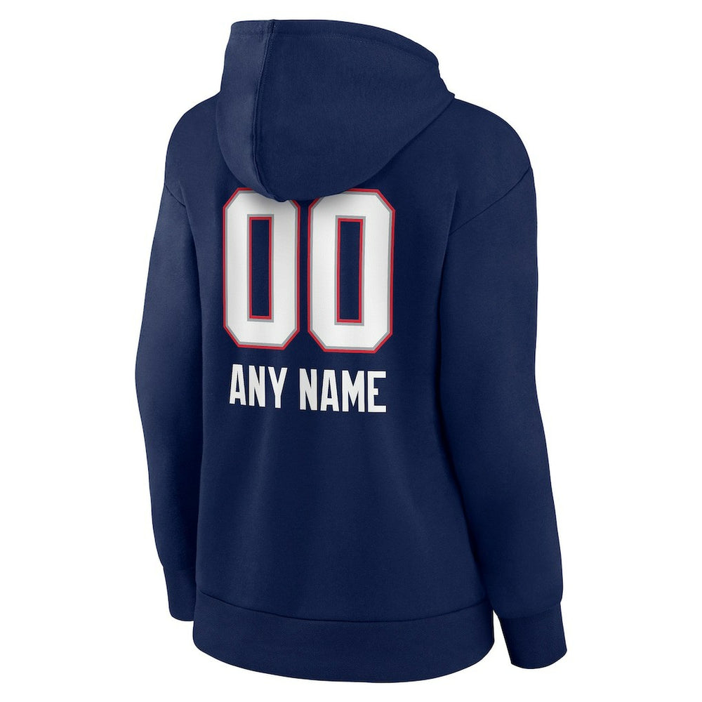 Women's Personalized Name & Number Team Wordmark Pullover Hoodie - New England Patriots