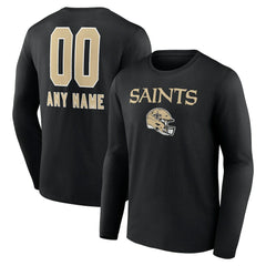 Personalized Name & Number Team Wordmark Long Sleeve T-Shirt - New Orleans Saints