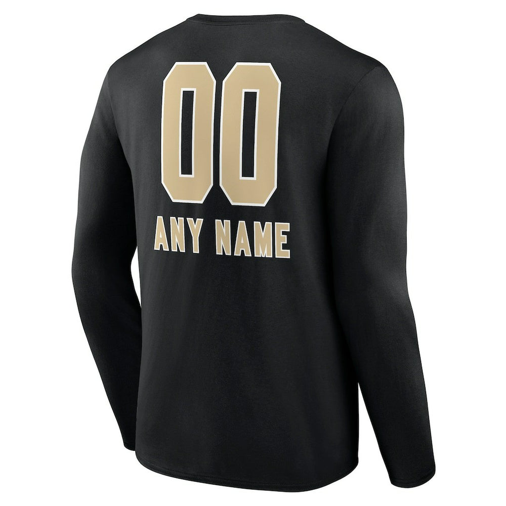 Personalized Name & Number Team Wordmark Long Sleeve T-Shirt - New Orleans Saints