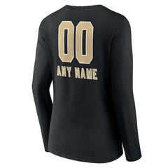 Women's Personalized Name & Number Team Wordmark Long Sleeve V-Neck T-Shirt - New Orleans Saints